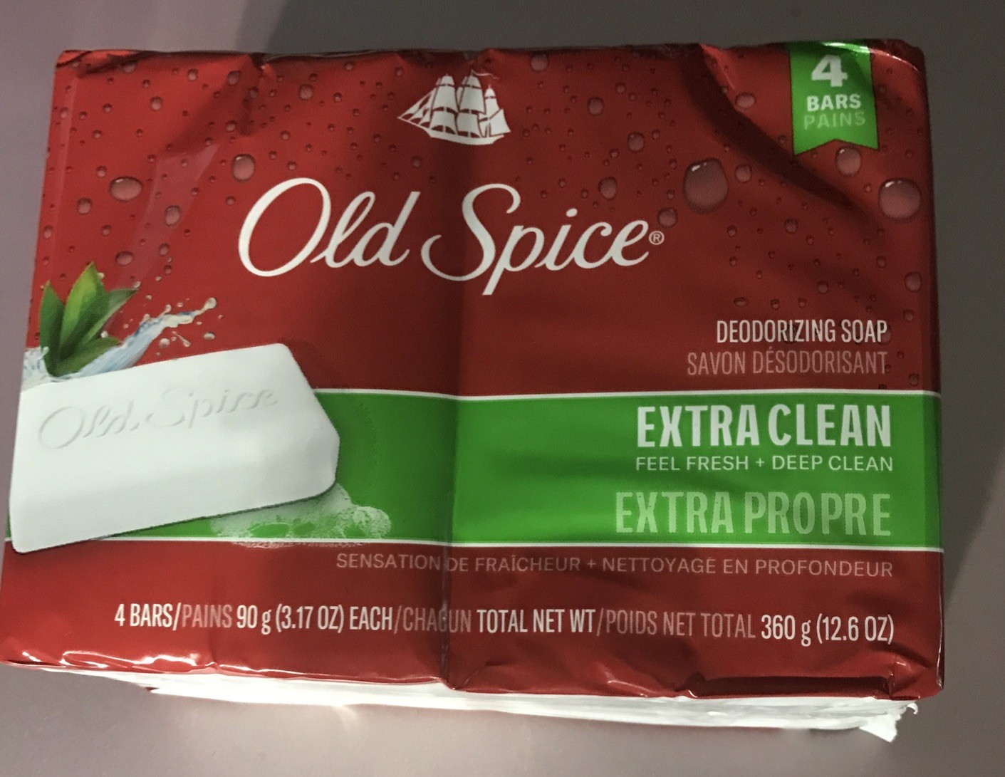 Old Spice Deodorizing Bar Soap Extra Clean Fresh & Deep Clean 3.17 oz. 4 Bars