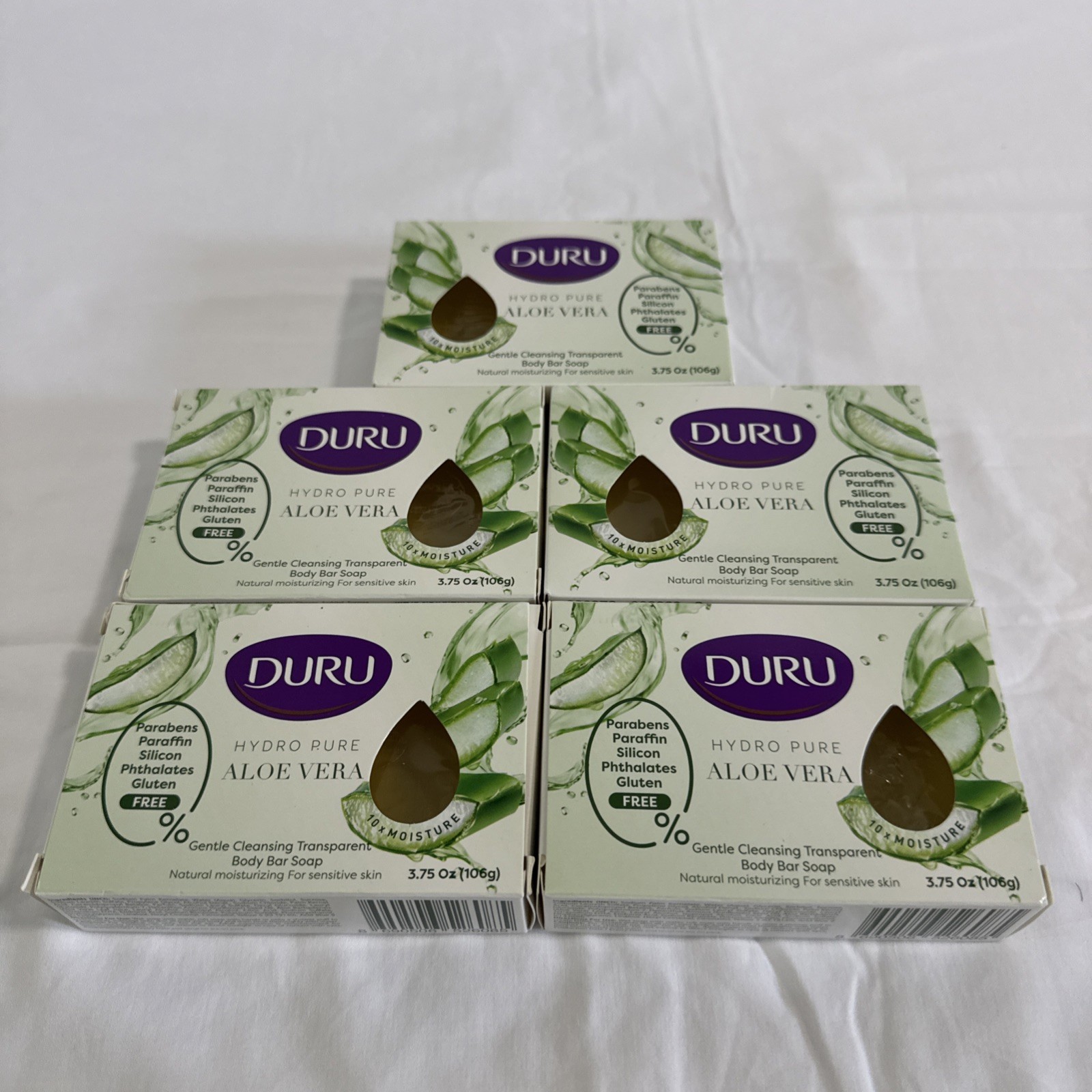 5x DURU ALOE VERA Hydropure Gentle Cleansing Body Bar Soap 3.75oz Ea.