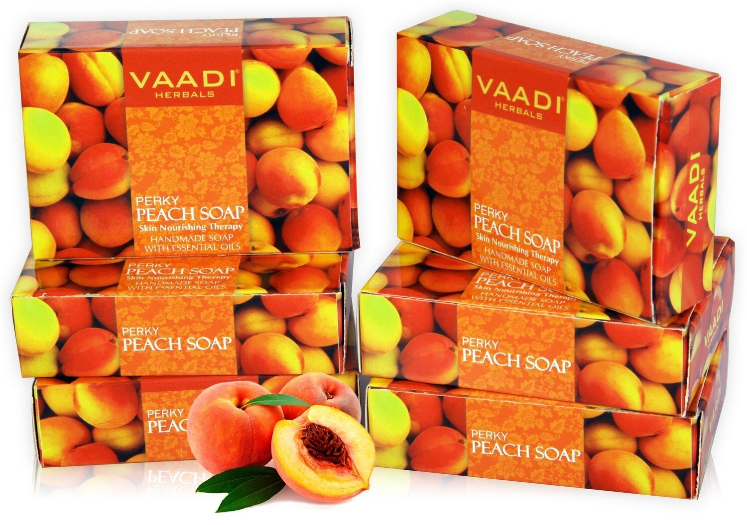 Vaadi Herbals Perky Peach Soap with Almond Oil (75gm x 6)