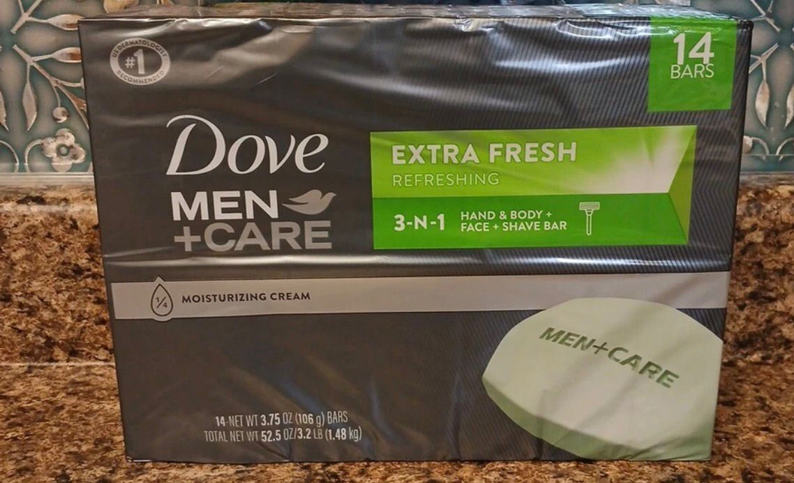 14-Bars Dove Men+Care Bar 3in1 Cleanser for Body, Face & Shaving to Clean 3.75oz