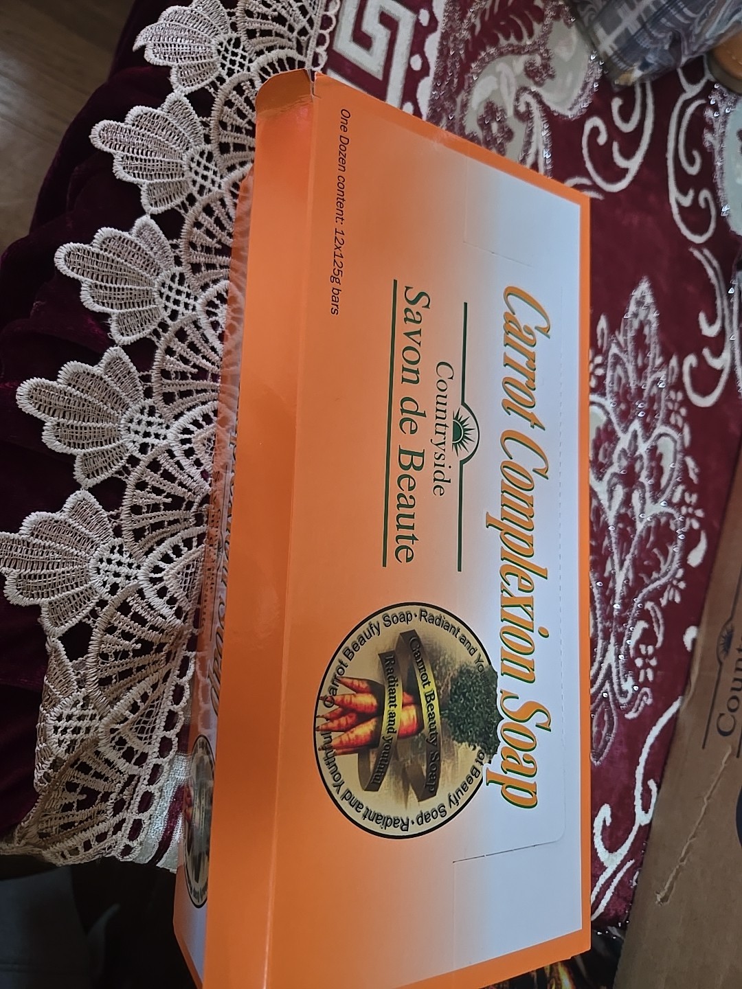 (12) Beauty Bars Carrot Complexion Soap Skin Tone Improvement w/ Carrot Oil 125g