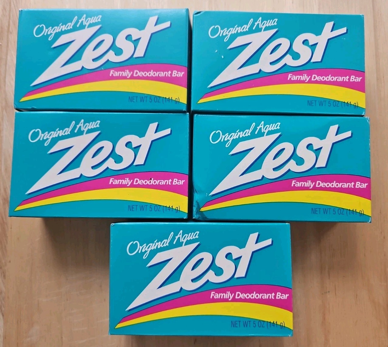 5 VTG ZEST 1992 Original Aqua Family Deodorant Bar Soap 3.2oz New Sealed