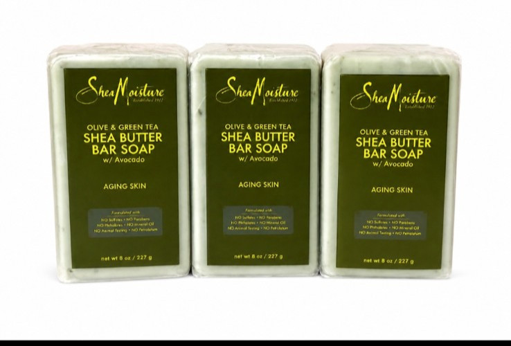 3X Shea Moisture Olive & Green Tea Shea Butter Bar Soap W/ Avocado 8 Oz. Each