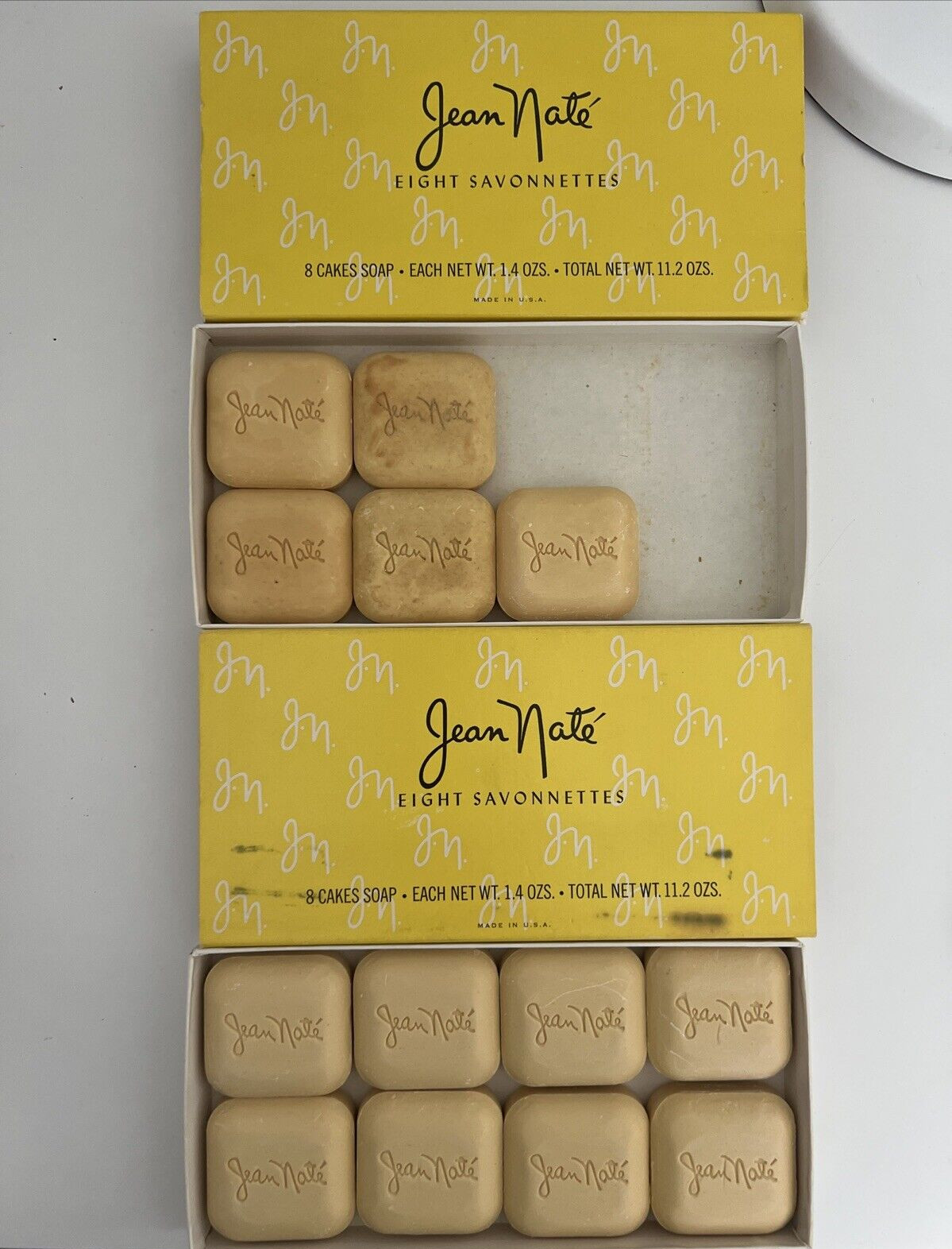 Vintage Jean Nate Perfumed 1.4 Oz Soap Bar Lot of 13 Cakes USA Savonnettes Box