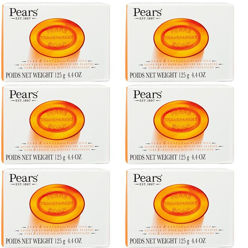6 Pack Pears Pure & Gentle Transparent Soap 4.4 oz/125 g. Bar Soap