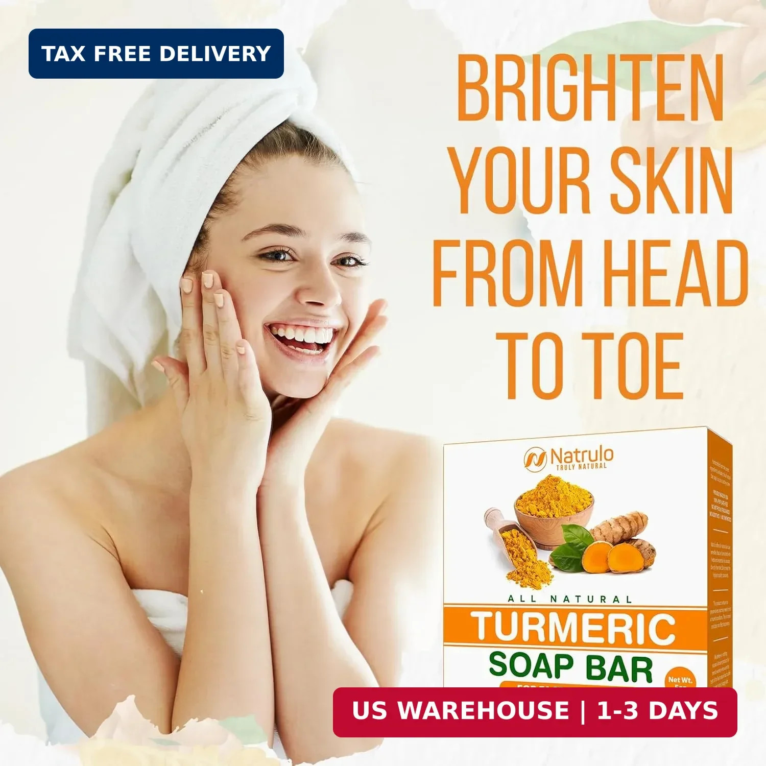 Natural Turmeric Soap Bar for Face & Body – Turmeric Skin Brightening Soap for D