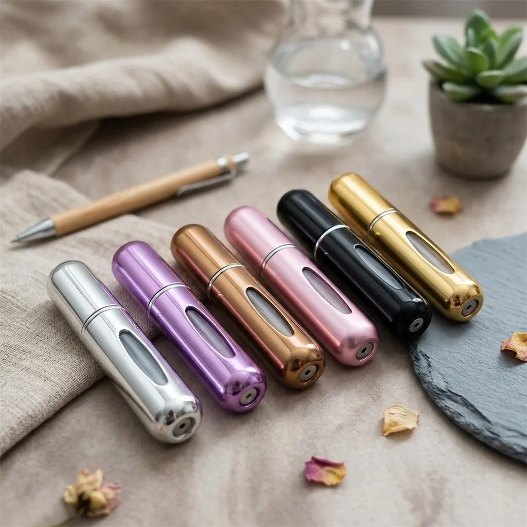 5 Pcs Refillable Travel Portable Perfume Atomizer Bottle Spray Pump Case 5ML USA