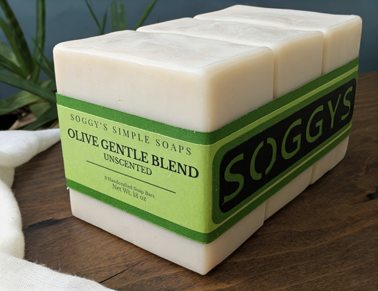 Olive Oil Soap Bars Set of 3 Unscented Handmade Cold Process Sensitive Skin