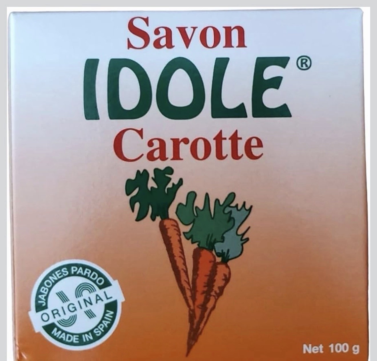 6 IDOLÉ Savon Carrot Soap Bar 100 g, Rectangular, Orange/White, Body