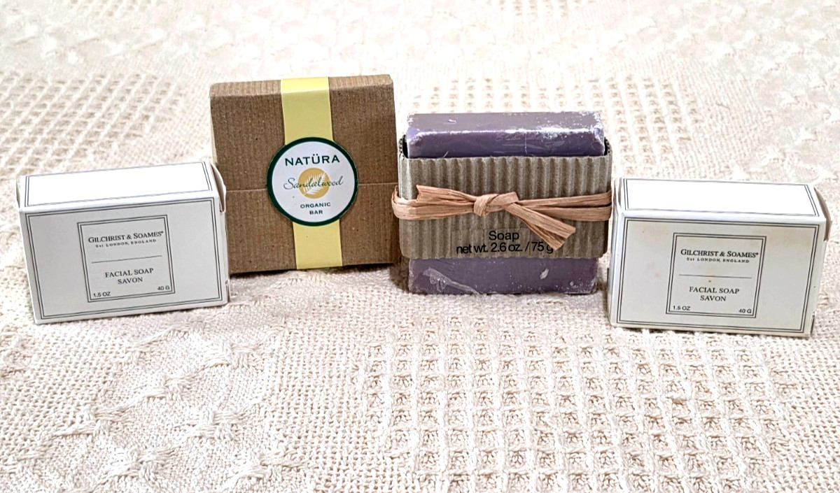 Gilchrist & Soames Savon Facial Soap x 2, Natura Sandalwood Organic, Purple Soap