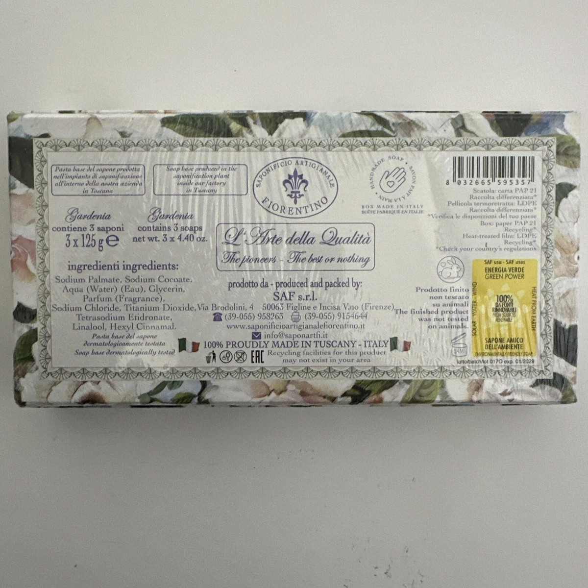 2-Pack Saponificio ~ Gardenia Scented Bar Soap from Italy 6 bars 4.40 oz Each