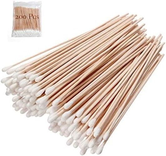 Long Cotton Swabs with Wooden Handles – 200 Count – Ideal for Precision Cleaning