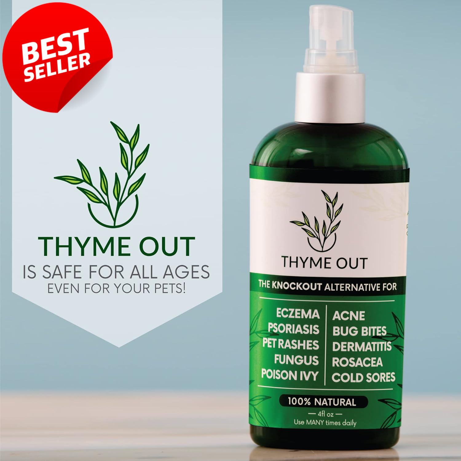 Natural Eczema Psoriasis Spray 4oz Anti-Itch Acne Rosacea Dermatitis Relief – US