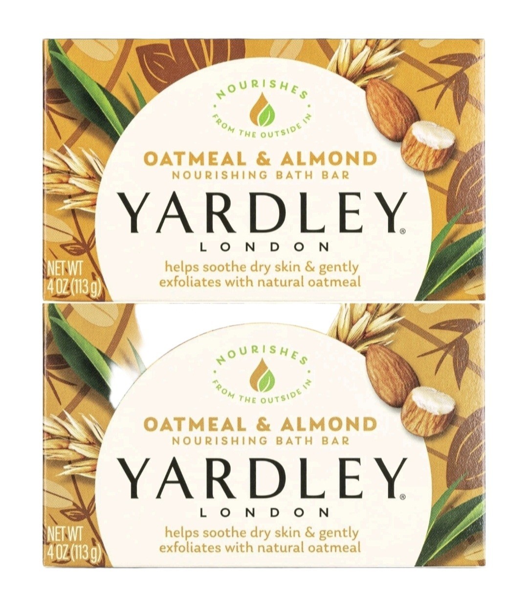 § YARDLEY LONDON (2-BARS) 4.0 Oz. 🟤🫧 ●OATMEAL & ALMOND● 🫧 ≈NOURISHING≈ Bars.