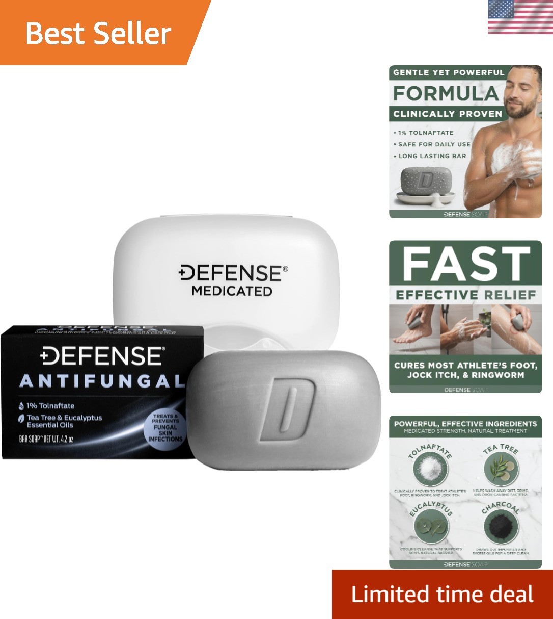 Defense Antifungal Bar Soap – Clinical Strength Care for Jock Itch & Ringworm