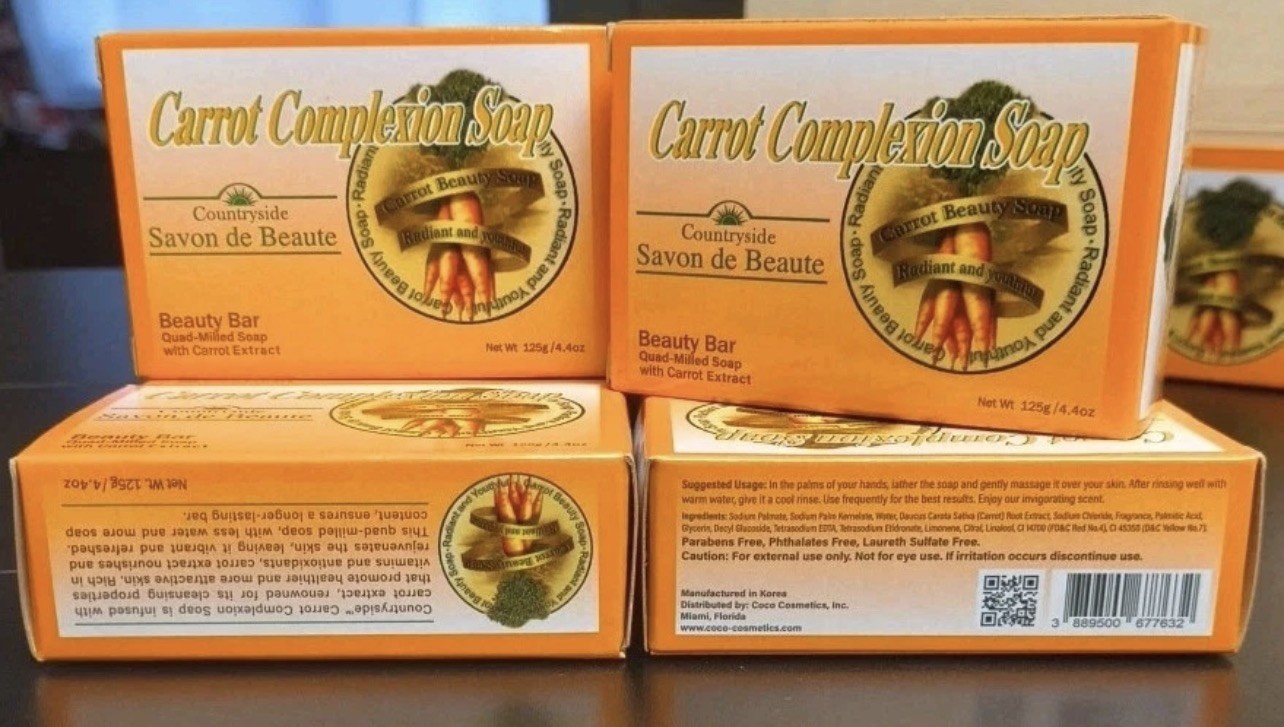 6-Pack CARROT COMPLEXION SOAP BEAUTY BAR WITH CARROT OIL 125g (each)