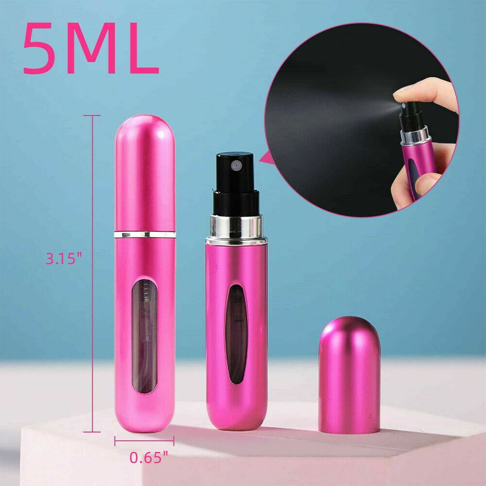 5PCS Refillable Travel Portable Perfume Atomizer Bottle Spray Pump Case 5ML/8ML
