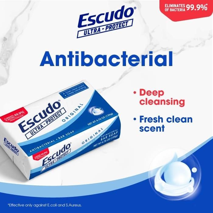 Escudo Ultra-protect Antibacterial Bar Soap, 4.05 Oz, 6 Pack, Fresh Clean Scent
