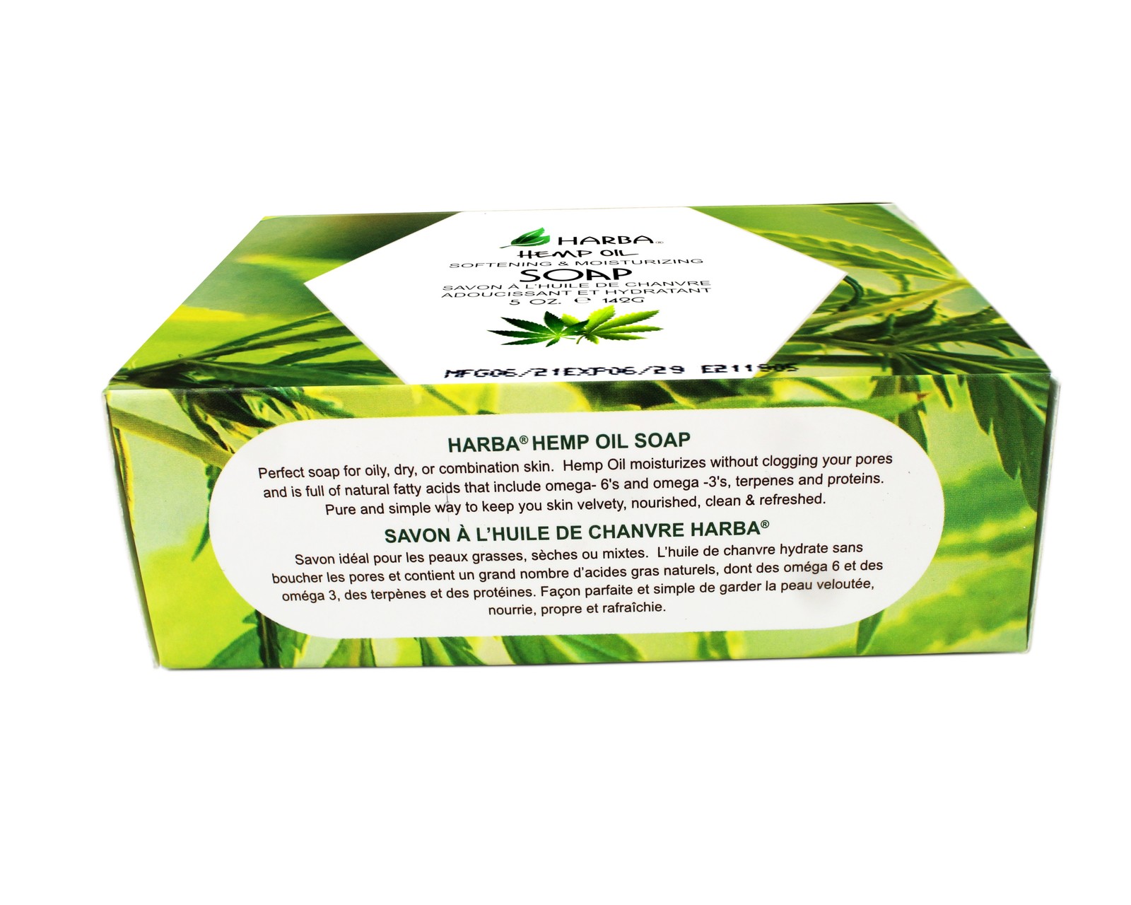 Harba Bath Soap Hemp Oil, Softening & Moisturizing, 5 OZ (142g) – 2 Pack
