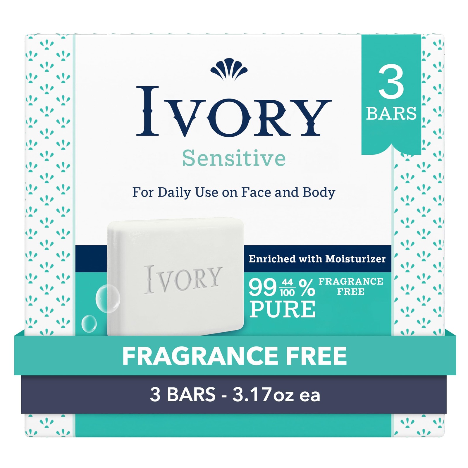 Ivory Sensitive Bar Soap, Designed for Whole 9.5 Ounce (Pack of 1), White