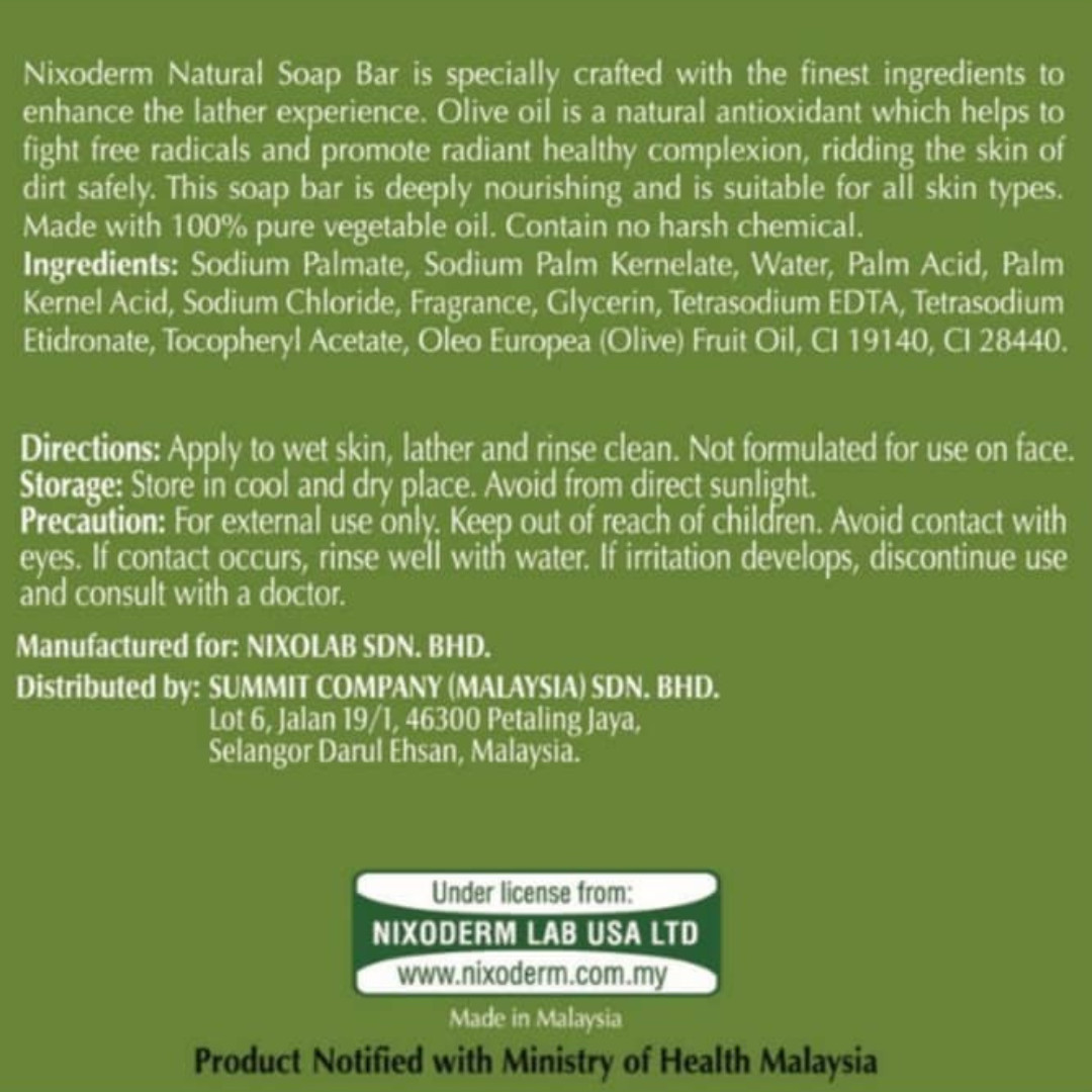 Nixoderm Natural Soap Olive (100g) x8pcs