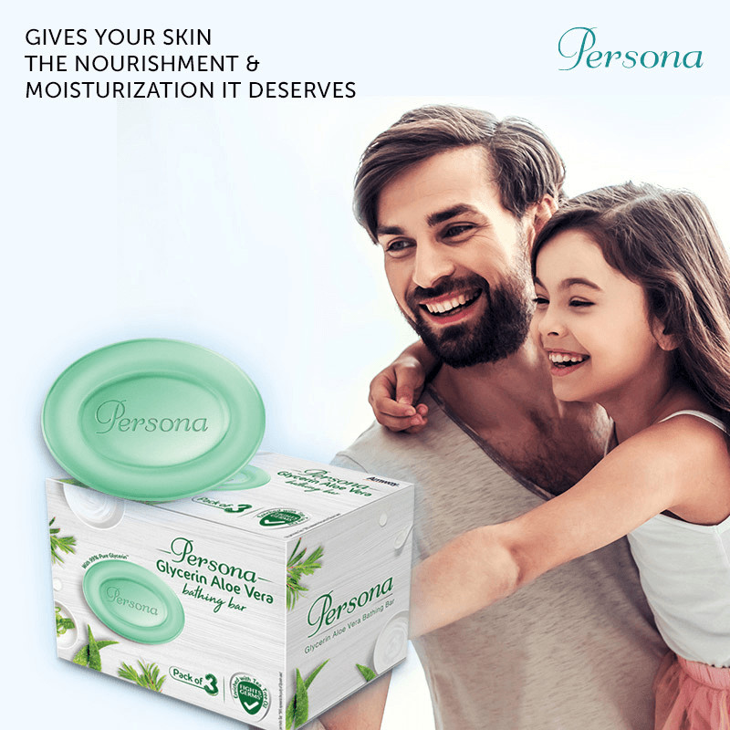 Persona™ Glycerin Aloe Vera | Bathing Bar | Moisturizing Skin Care Pack | 225G