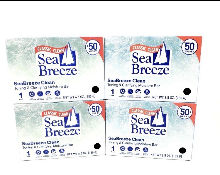 Sea Breeze Classic Clean Toning Clarifying Moisture Bar Soap 6.5oz Lot of 4 Bars