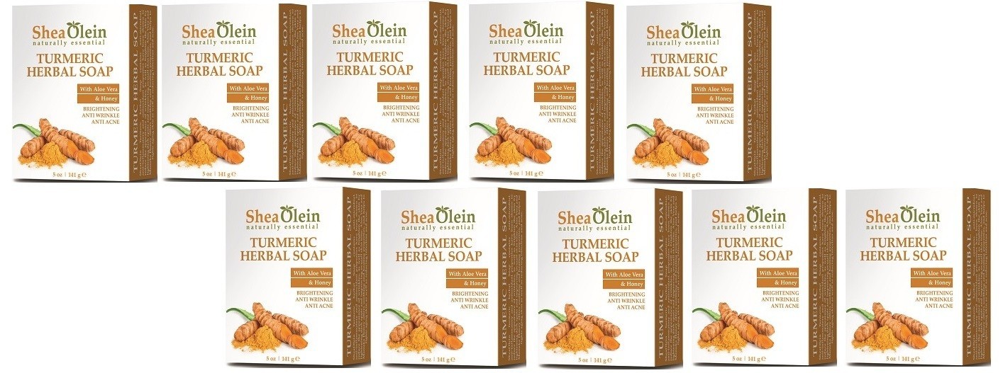 10 Bars Shea Olien Organic Turmeric Herbal Soaps (as Shown)
