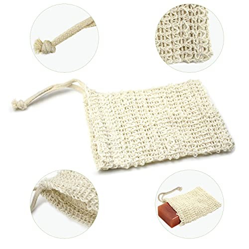 Soap Bag Natural Sisal Soap Saver, Zero Waste Plastic-free Soap Net, 5 Pack