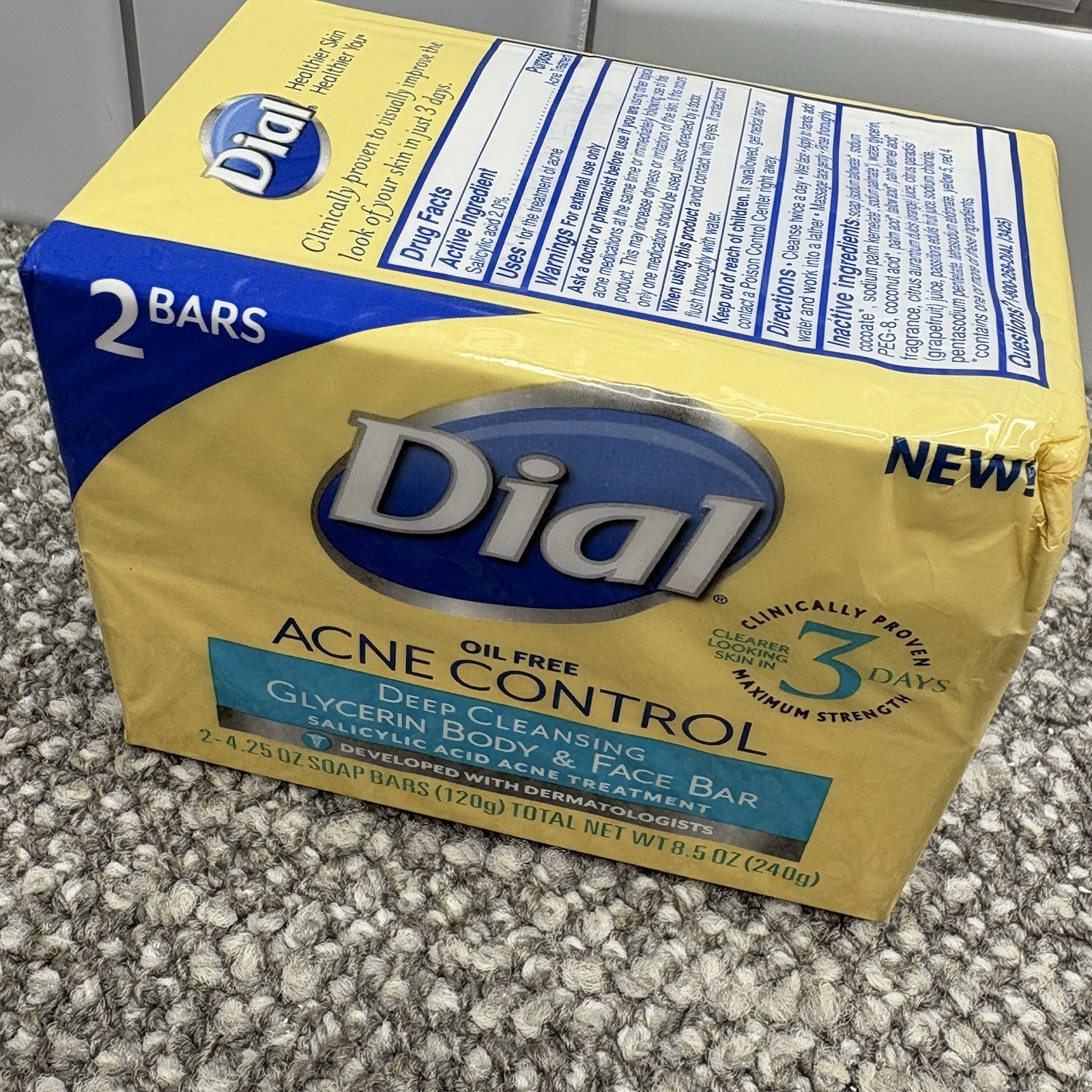 Dial Oil Free Acne Control Deep Cleansing Bar Soap 2 Bars Sealed Discontinued