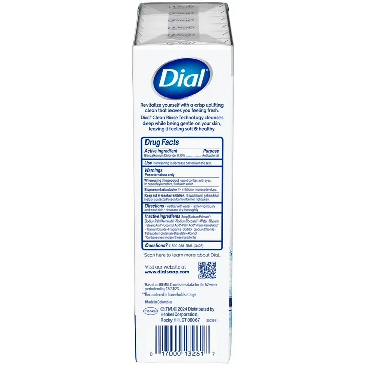 Dial Antibacterial Bar Soap, Refresh & Renew White 4 oz 12 Bars