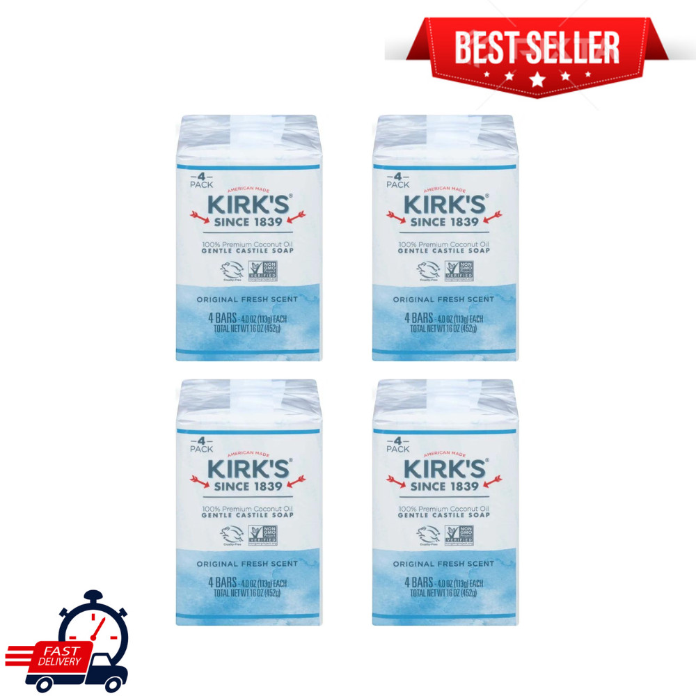 (16 Pack) Kirk’s Original Fresh Scent Gentle Castile Soap Simple, Gentle, Clean
