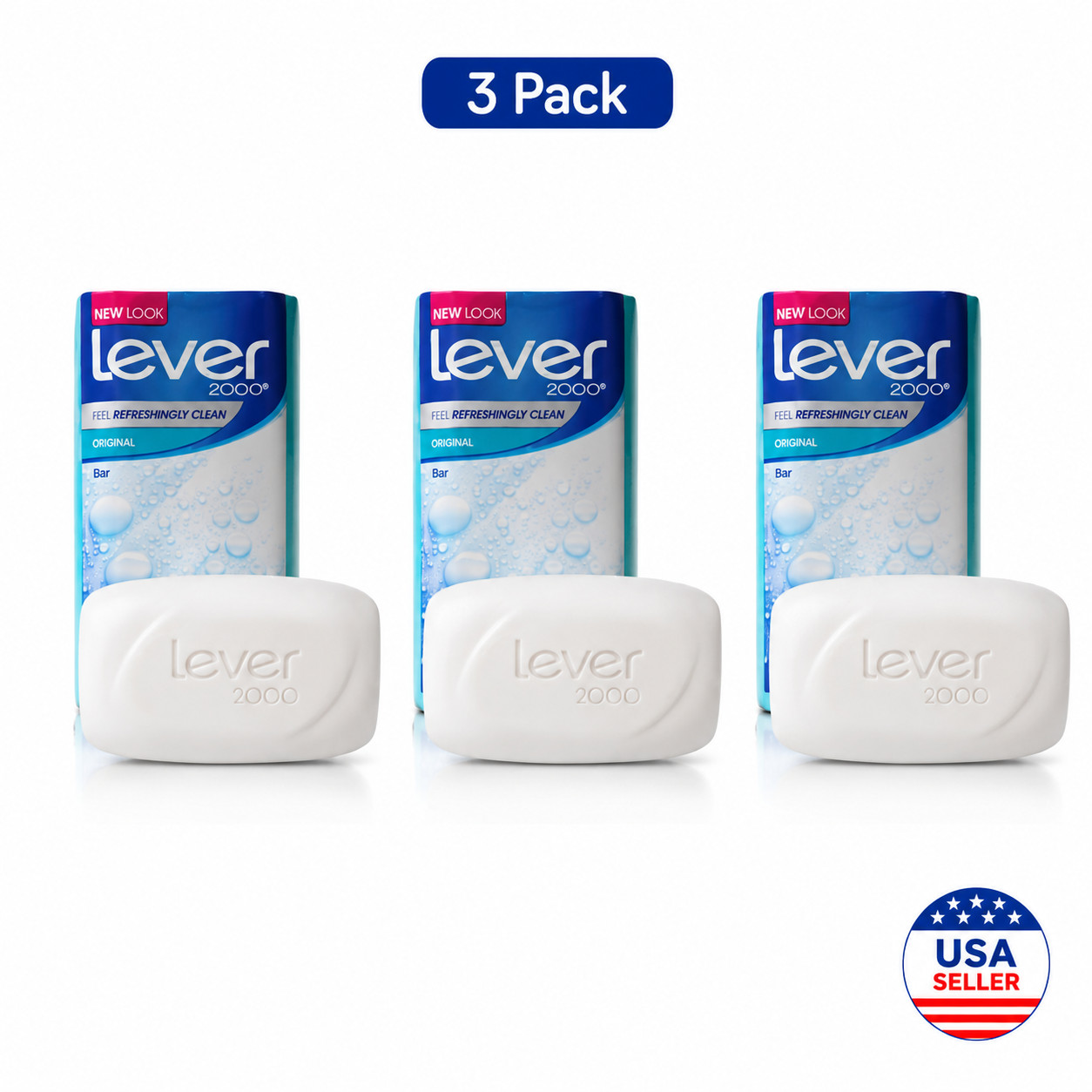 Lever 2000 Original Bar Soap Fresh Scent 3.75 oz Pack of 3 Face & Body Cleanser