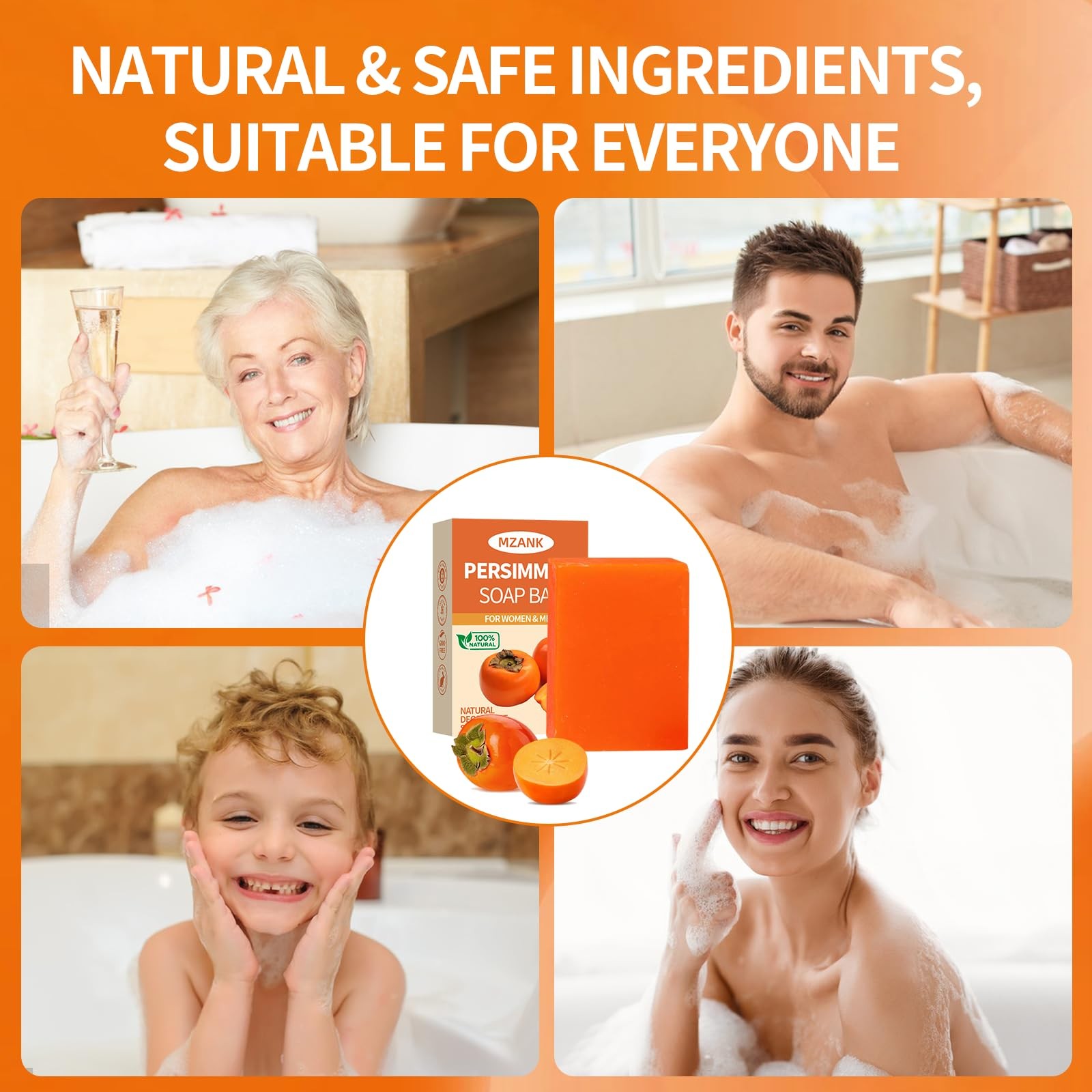 MZANK 3 PACK Persimmon Soap Bar for Old 0.76 Ounce (Pack of 3),