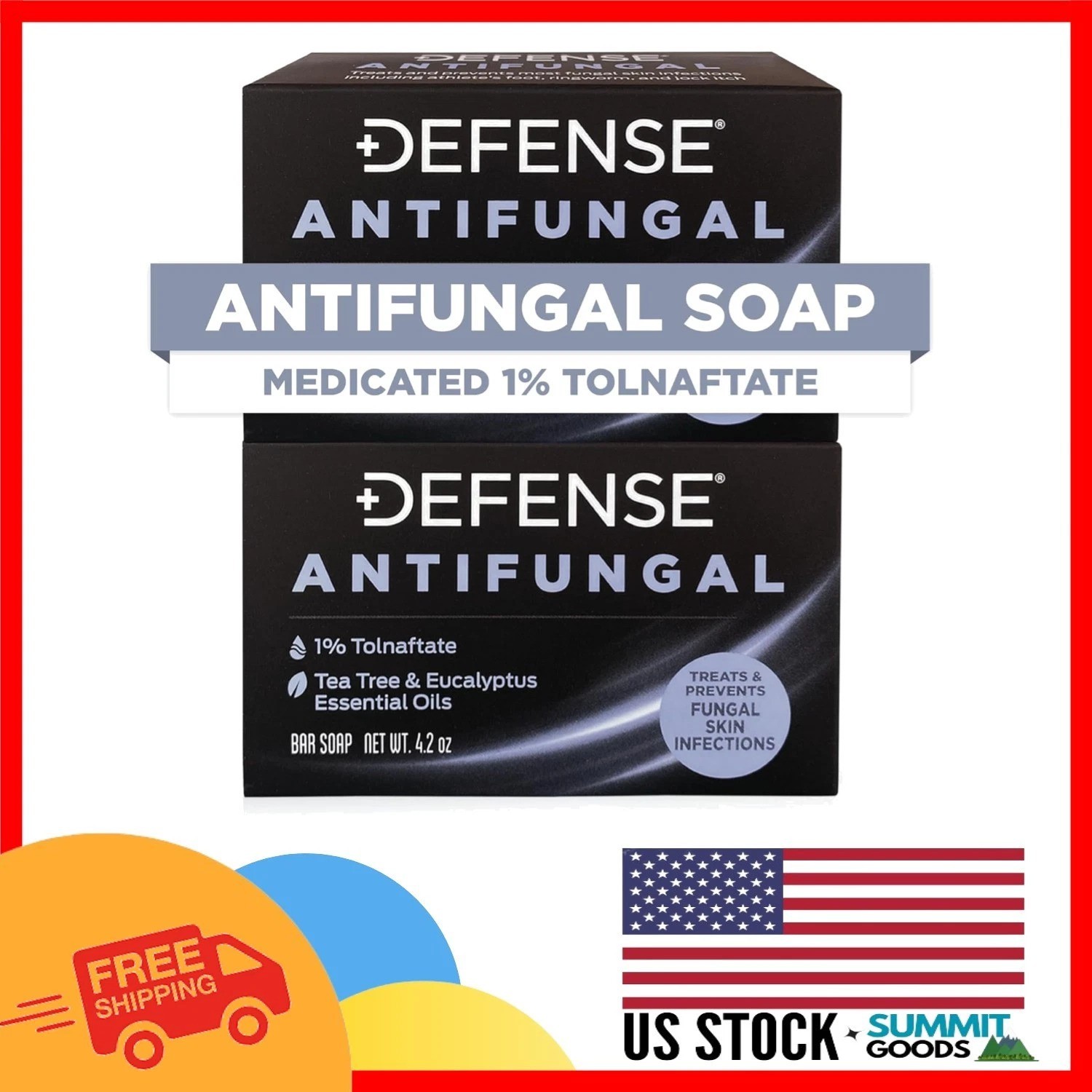 Defense Antifungal Bar Soap 2-Pack | Effective Jock Itch & Athlete’s Foot Relief