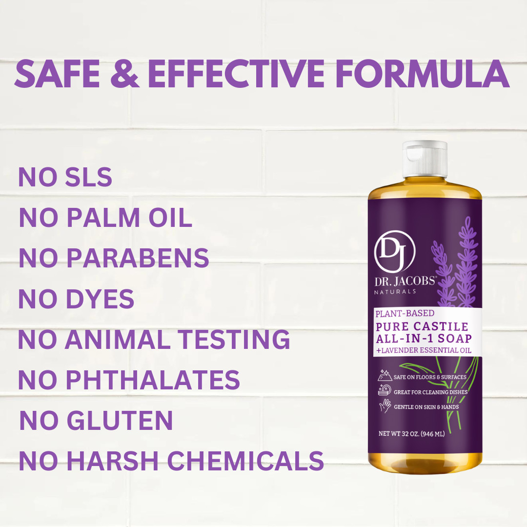 Dr Jacobs Naturals 32oz Lavender Pure Castile Plant Based All-in-One Soap