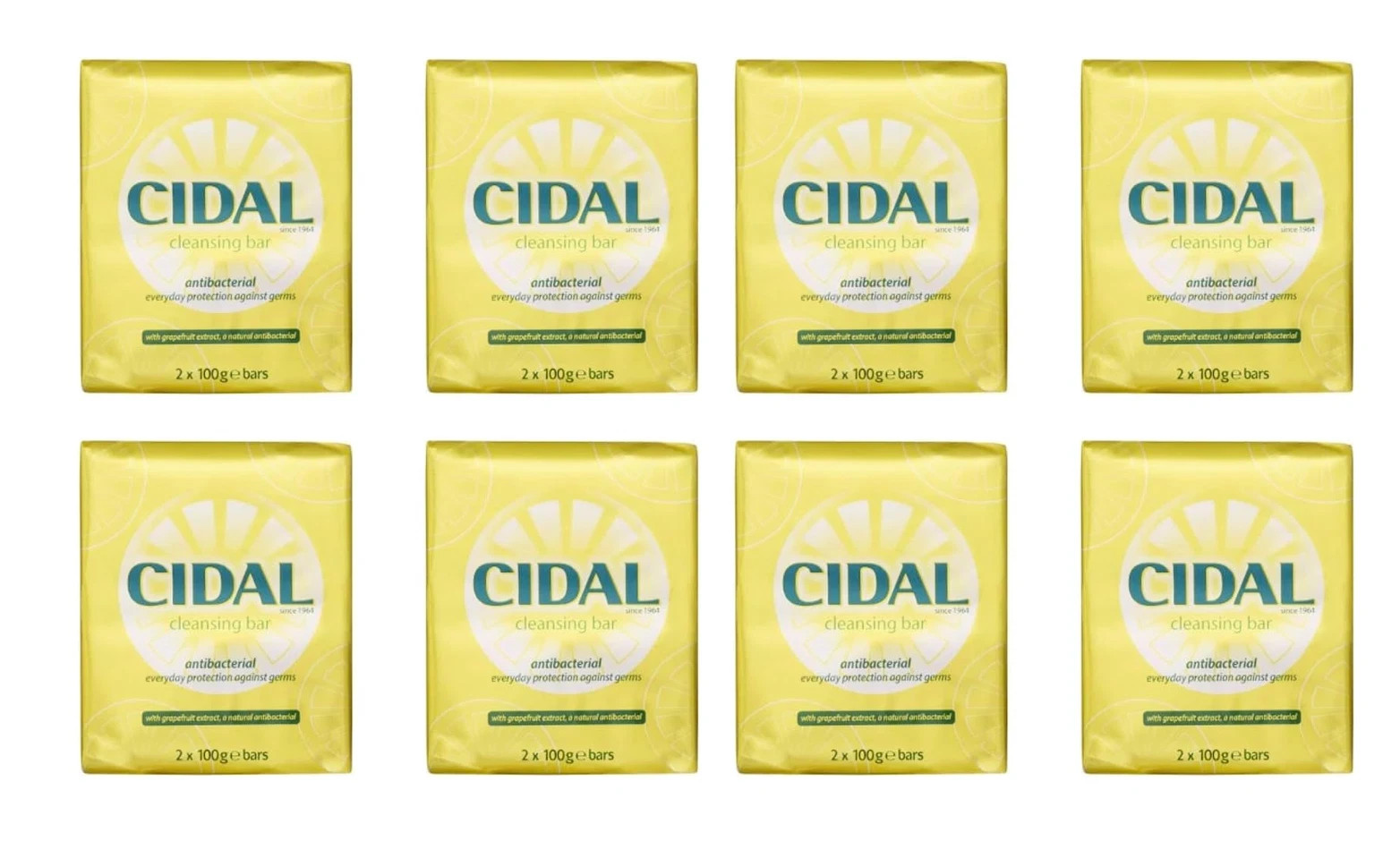 CIDAL Antibacterial Soap With Grapefruit Extract (4 x 100g bars) 2 Twin Pack