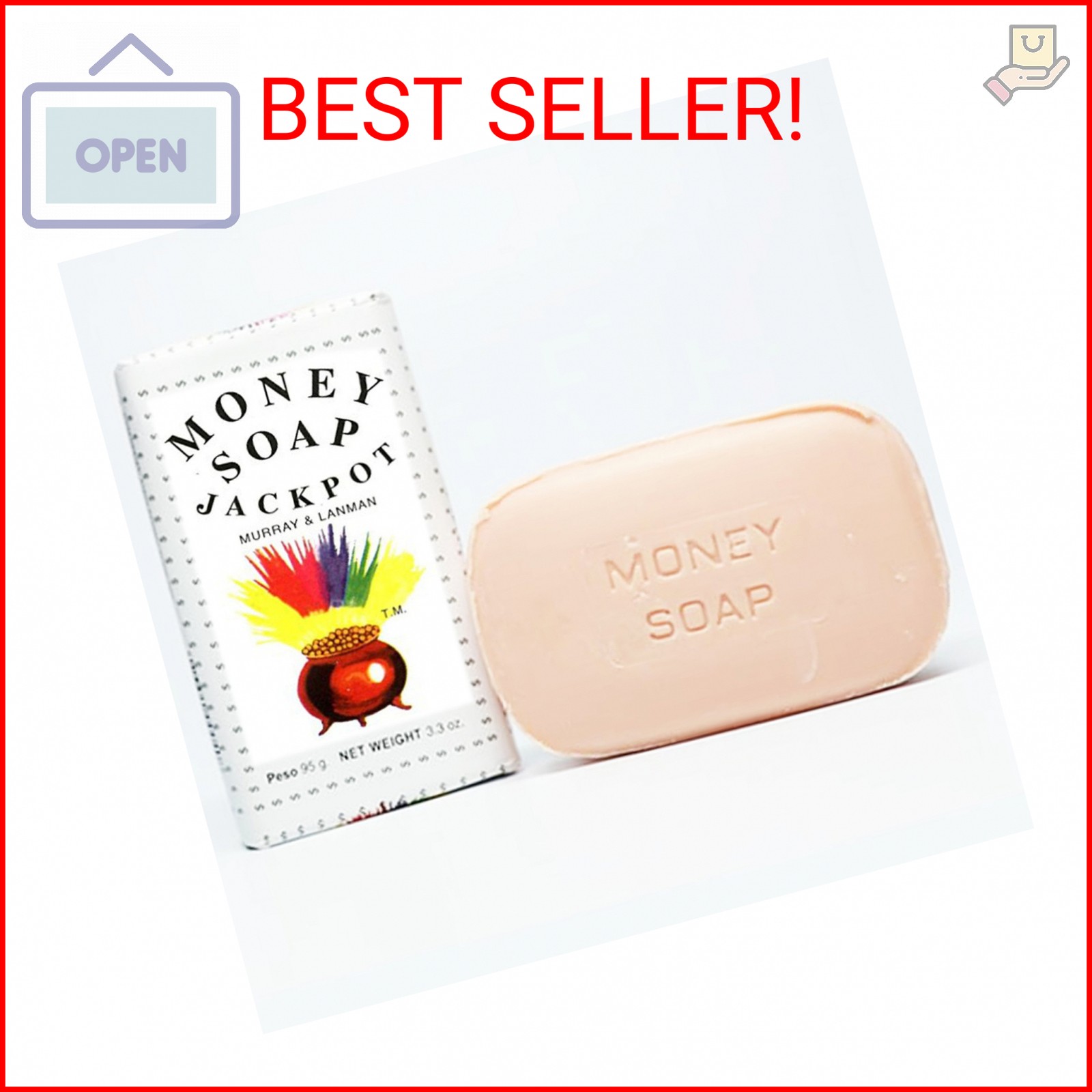 Murray & Lanman Money Soap Jackpot, 3.3 oz, 95 g, Novelty Bar Soap for Good Luck