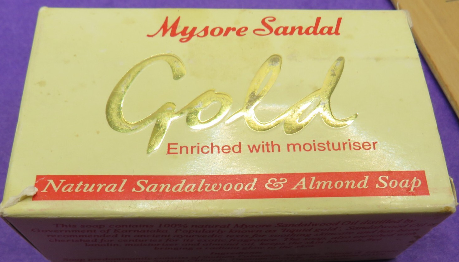 Mysore Sandal Gold 125 g (4.41 oz)-New – Unused. Packaged Various Dates 2000