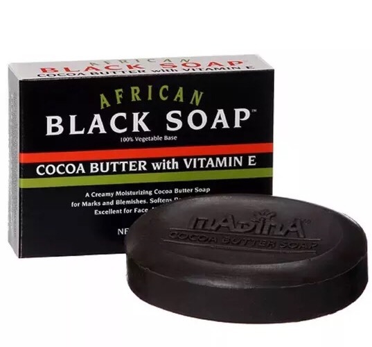 Madina African Black Soap Cocoa Butter with Vitamin E 3.5 oz (Pack of 6)