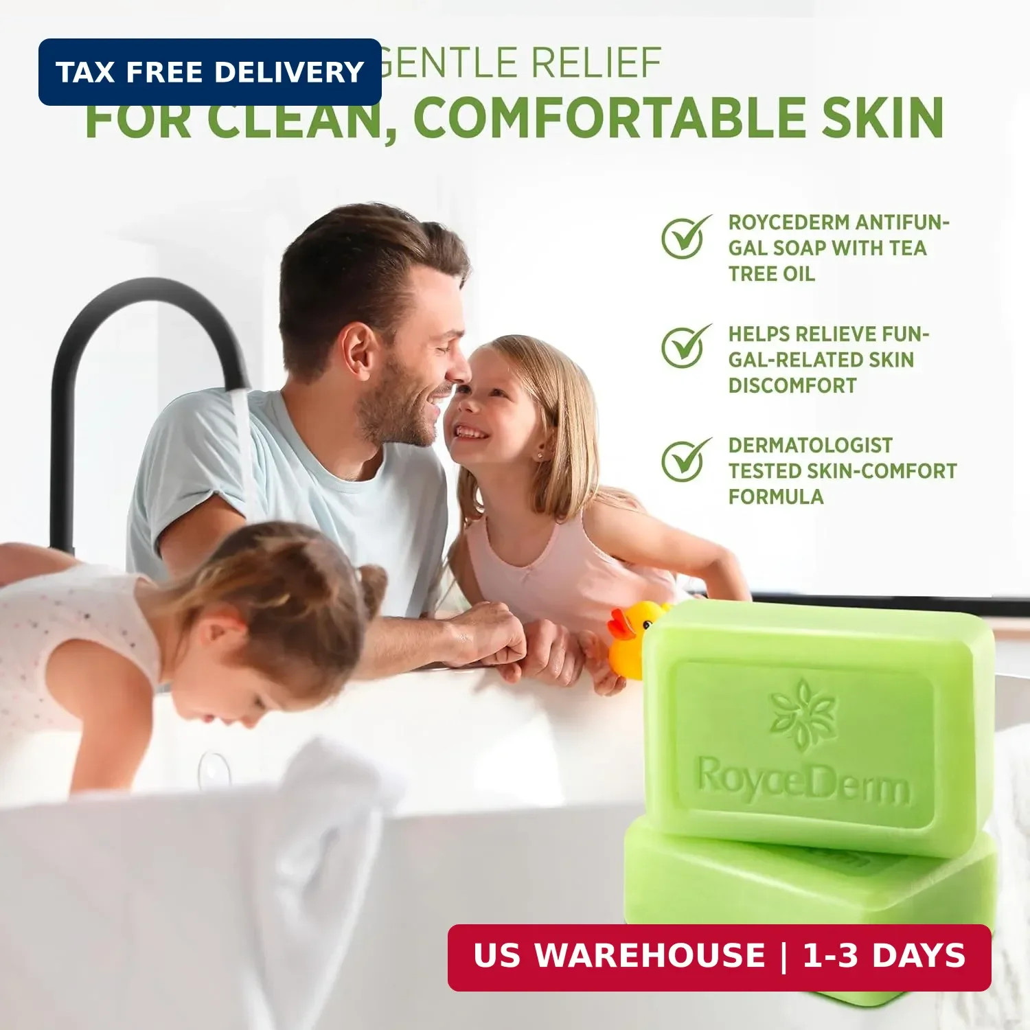 Roycederm Antifungal Bar Soap – Tea tree Oil Soap – Athlete’s Foot Treatment for