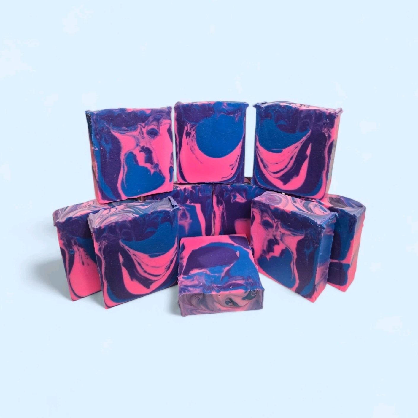 Handmade Tallow Swirl Bar Soap for Body & Hands Pink Purple Blue ButtNaked scent