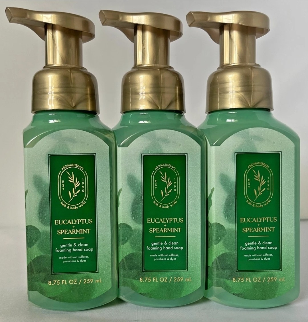 5- PACK Bath & Body Works EUCALYPTUS + SPEARMINT Gentle Foaming Hand Soap NEW