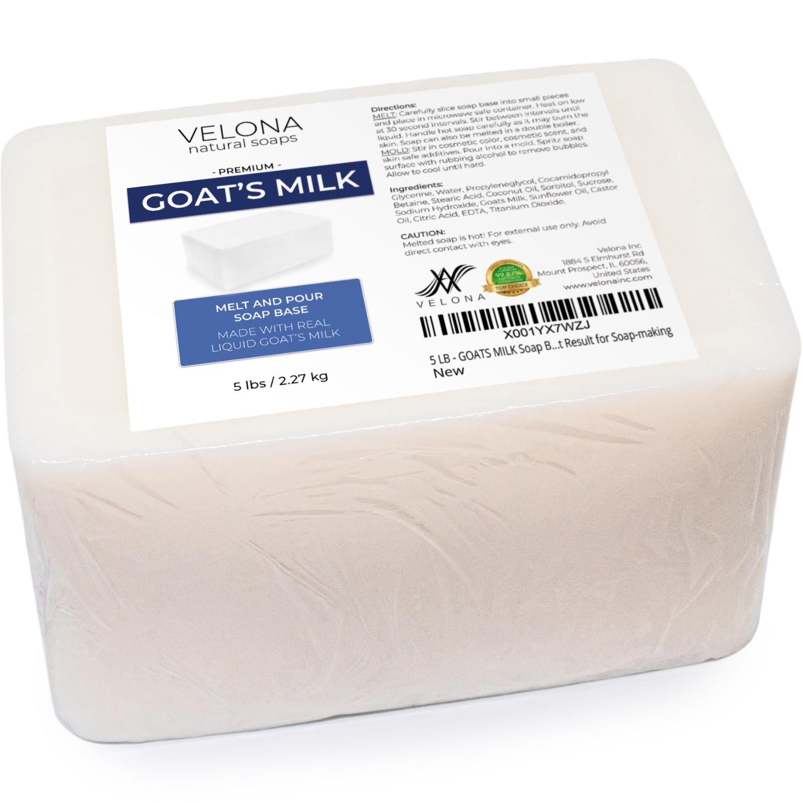 2,5,10,25 LB – GOATS MILK Soap Base by Velona | SLS/SLES free | Melt and Pour