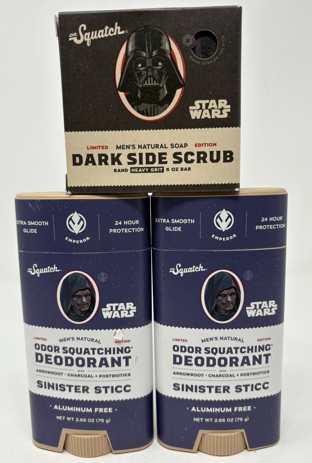 Dr. Squatch Star Wars Sinister Sticc, 2.65 oz (Lot of 2) + Dark Side Scrub Soap