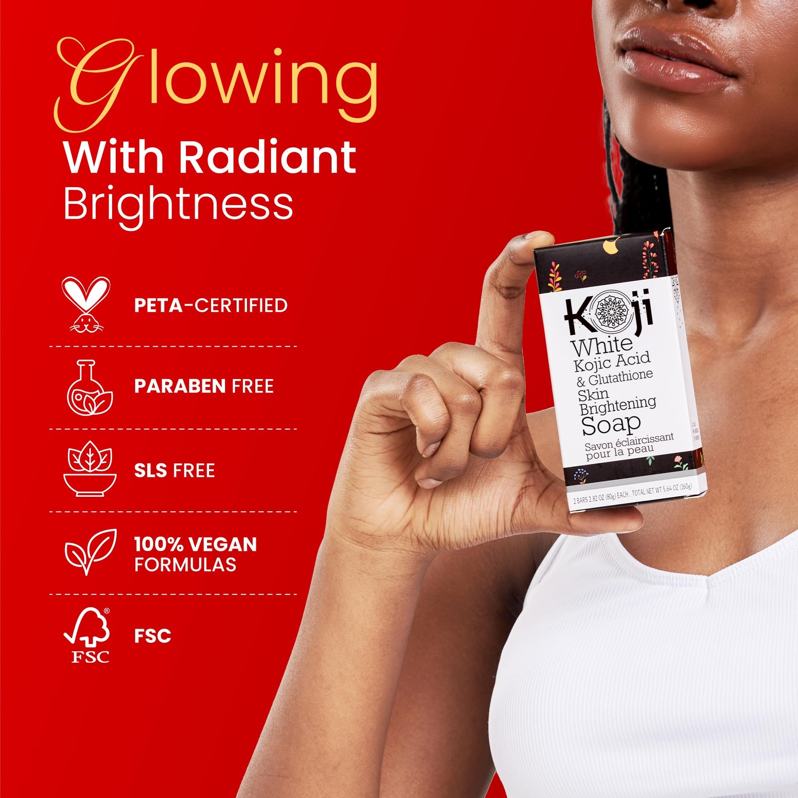 Koji White Kojic Acid & Glutathione Skin Brightening Soap for Body & Face
