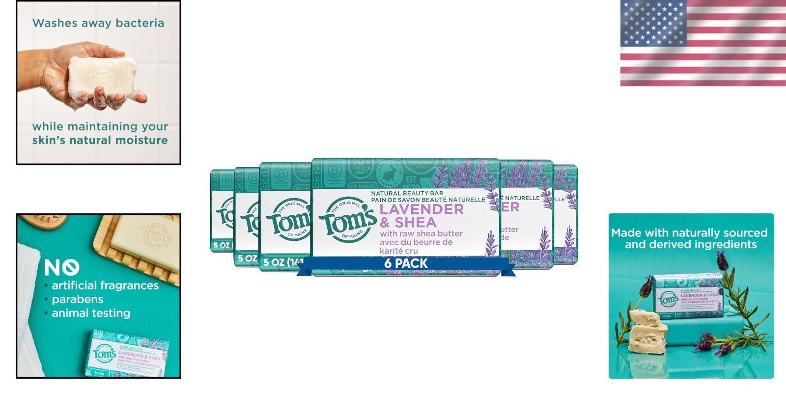 Lavender & Shea Natural Beauty Bar Soap – 6 Pack, 5oz Each for Luxurious Skin