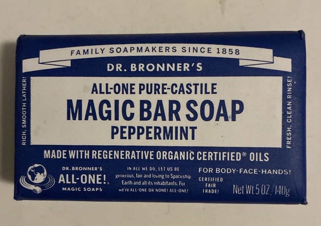 Dr. Bronner’s Pure-Castile Bar Soap Peppermint 5 oz NEW