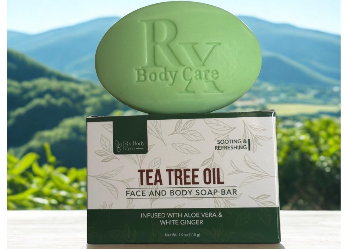 Tea Tree Oil Soap Bar For Face & Body 4.0 oz – Antifungal Antiseptic Cleanser Ag