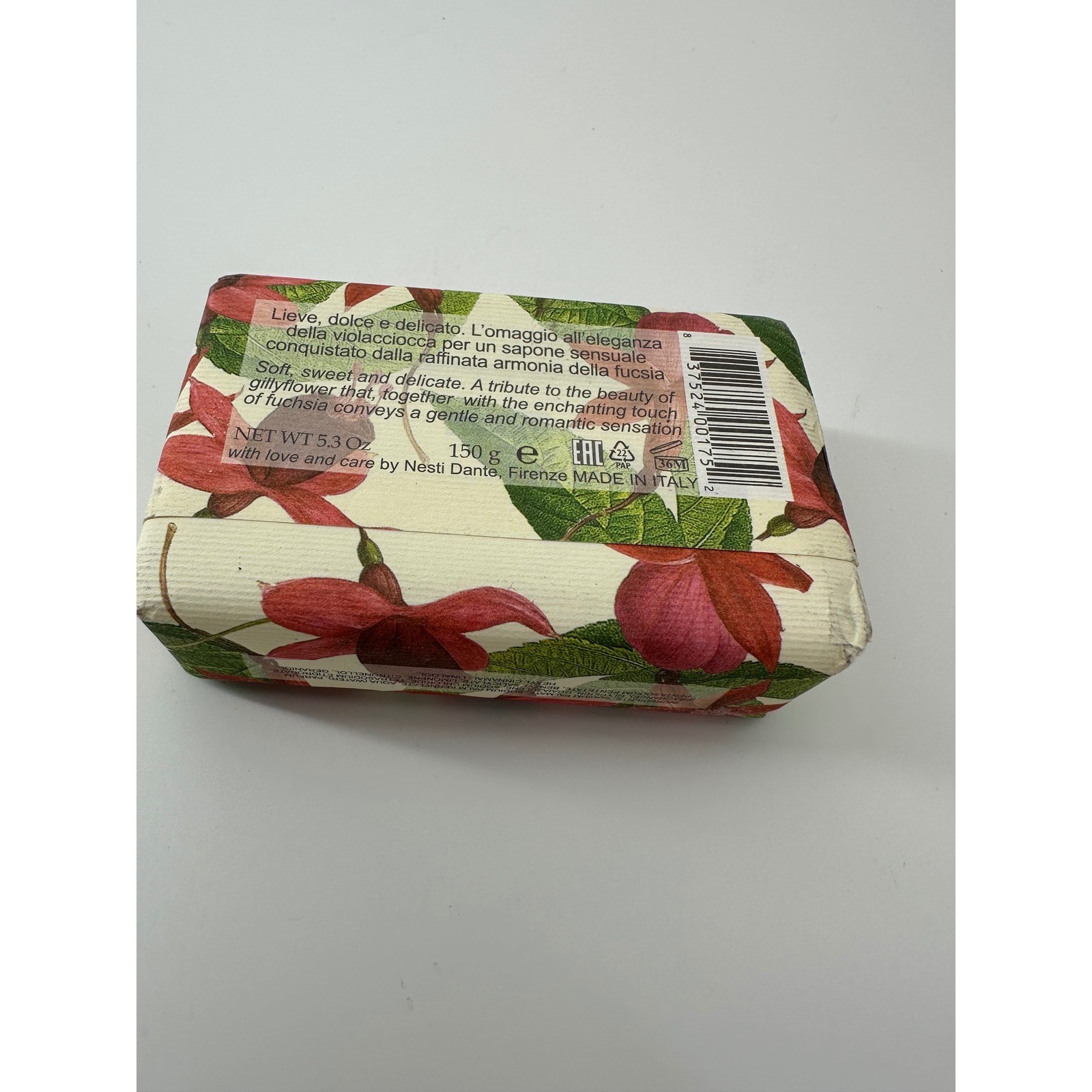 Nesti Dante Romantica Fiesole Gillyflower and Fuchsia Soap Bar 5.3oz MadeinItaly